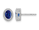 1/2 Carat (ctw) Oval Blue Sapphire Solitaire Earrings in 14K White Gold